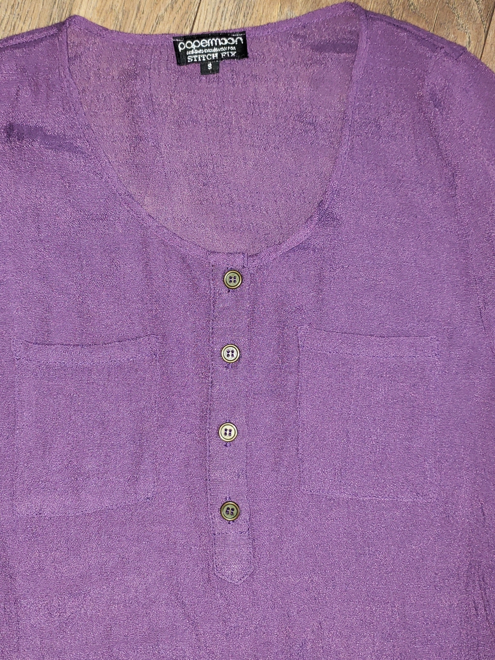Papermoon Plum Button-Front Tunic with Drawstring - Picture 3 of 4
